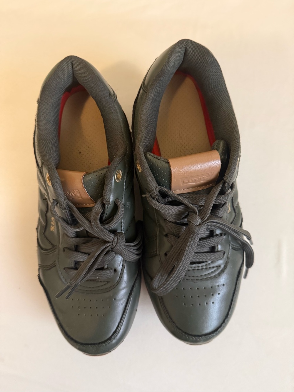 Levi's Men's Dark Gray Sneakers with Tan Accents
